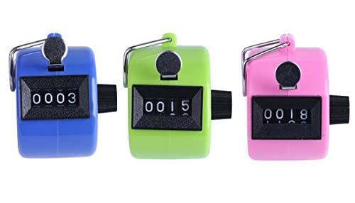 Hsthe Sea 3 Pezzi Contapassi clicker contatore Manuale, Contatori manuali, Contatore quantità Meccanico in plastica Senza Funzionamento a Batteria, per Allenatore Sportivo (Verde + Rosa + Blu)