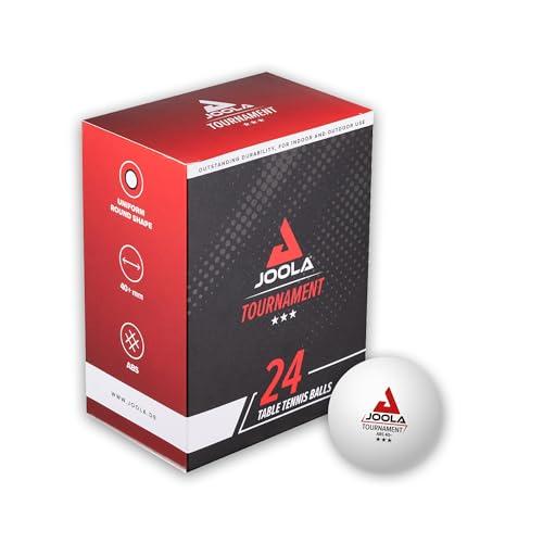JOOLA Palle da ping pong Tournament selezionate 40 mm di diametro, 3 stelle di alta qualità, compatibili per interni ed esterni, colore bianco, 24 pezzi