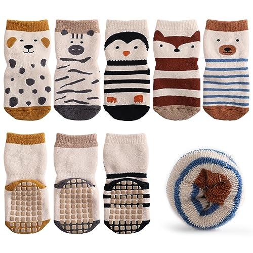 outfit spring Calzini Antiscivolo Bambino Bambina Calze Antiscivolo in Cotone Motivi Animali Neonata Bambini Calzini Invernali Compleanno Regalo 0-12 Mesi Spesse C 5 Paia
