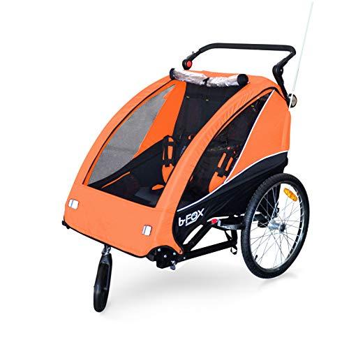 PAPILIOSHOP B-FOX Rimorchio bicicletta o passeggino per trasporto di 1 2 bambini (Arancio)