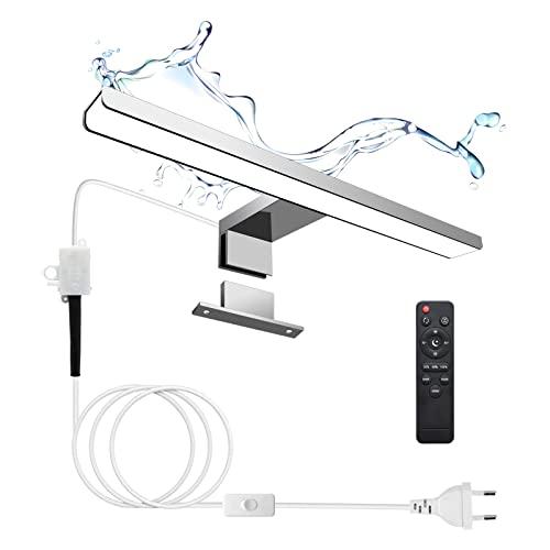 KYOTECH Lampada da Specchio a LED per Bagno 30cm Dimmerabile con Telecomando 10W 650LM Lampada da Bagno Impermeabile IP44 con interruttore Morsetto su Specchio,Armadio,Illuminazione a Parete