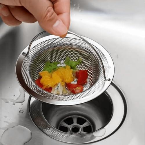 2 filtri per lavello in acciaio inox con maniglia, filtro di scarico per cucina e vasca da bagno per una raccolta efficiente dei rifiuti, ideale per proteggere gli scarichi di doccia e lavandino