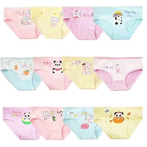 JackLoveBriefs 12 Slip in Cotone per Ragazze Intimo con Vari Motivi 5-7 Anni,Multicolore，Dimensione:L