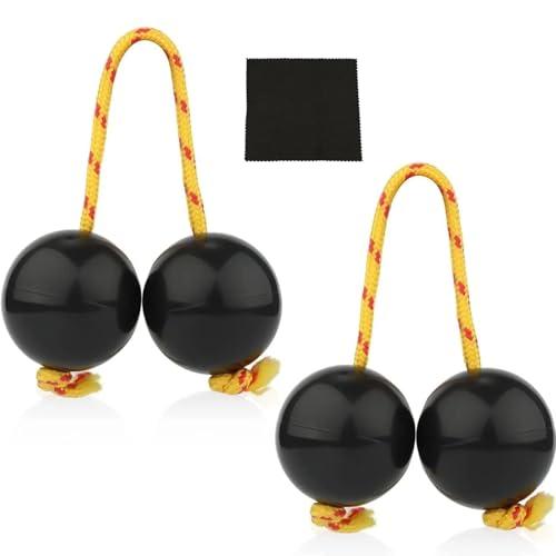 Agitatori a Sfera Kashaka,Africano Aslatuas Rhythmic Ball,Kashaka Aslatua Shaker,Strumenti Musicali Tradizionali Africani per Bambini Adulti Feste e Lezioni di Musica,2 coppie,Nero