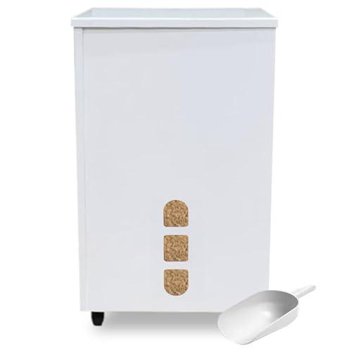 FLOMAR - Porta Pellet da Interno con Ruote - Contenitore in Metallo Verniciato a Fuoco Bianco