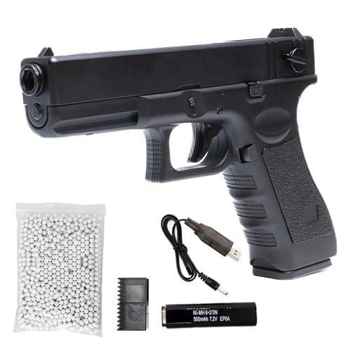 Pistola Softair Elettrica Glockk 17, con Batteria Li-Po, Caricabatterie, 1000 Pallini e Carichino Inclusi – Replica Airsoft Tattica in Plastica Resistente, Dim. 22x3x14 cm, potenza 0,7 joule