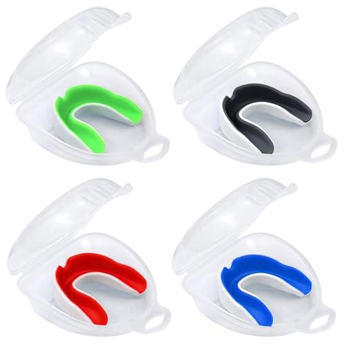 HTTDSLF 4 Pcs Paradenti Boxe Adulto, Paradenti Sportivo Adulti e Bambini con Portatile Custodia, pParadenti Kick Boxing pParadenti Rugby, per Arti Marziali, Hockey, Arti Marziali Miste, Taekwondo