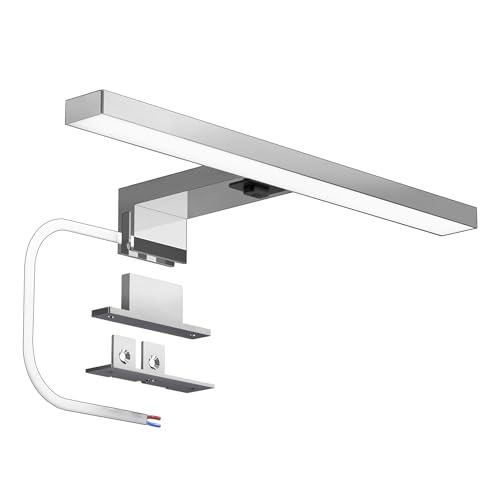 DEELUX Lampada a LED per specchio da bagno con interruttore, 30 cm, 500 lm, 5 W, 6000 K, bianco freddo, illuminazione per armadio a specchio, 230 V, luce per trucco, armadio, lampada da parete IP44