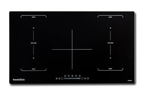 PremierTech PT905IFB Piano Cottura Induzione 5 Zone Vetro Nero 90cm da Incasso Touch Timer Blocco Sicurezza Funzione Boost Flexi Bridge Compatibile Pentole Adatte ad Induzione Regolazione 9 Livelli