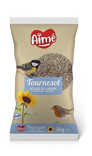 Aimé - Cibo per uccelli - Mangime uccelli selvatici, uccelli da giardino e balcone - Semi di girasole - Cibo per animali che rispetta l'ambiente - Confezione da 3 kg