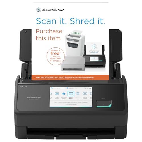 ScanSnap iX2500 Nero - Scanner duplex ultra veloce da 45 ppm, ADF da 100 fogli, 600 DPI, touch screen da 5