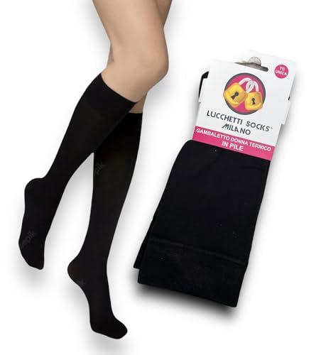 Lucchetti Socks Milano 3 Paia Gambaletti Termici Donna Invernali in Pile mIcrofibra Gambaletti Invernali Lunghi Calzettoni Calze Termiche