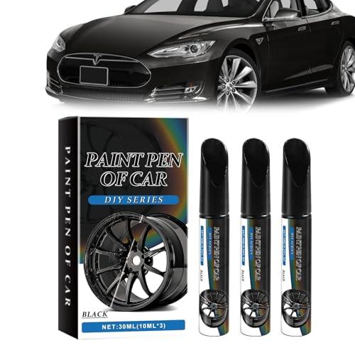 3 pennarelli a vernice per cerchioni neri da 30 ml, colore nero, per riparazione dei cerchioni, per la rimozione di graffi, cerchioni e pneumatici di auto e moto