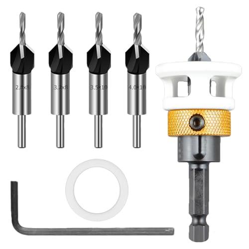 6 pezzi punte per svasatura conica, con attacco di profondità, svasatore per legno con attacco esagonale da 1/4