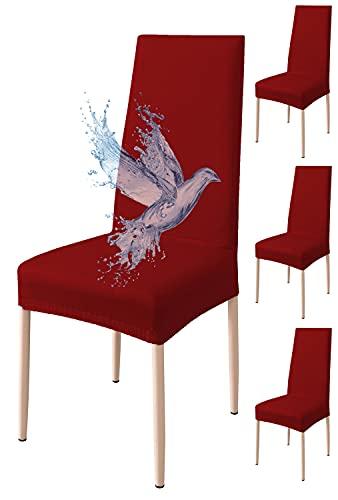 Coprisedie con Schienale 4 Pezzi Elasticizzati, Impermeabili, Misura Universale, Coprisedia Soggiorno Cucina Moderna Lavabile Estraibile - Bordeaux