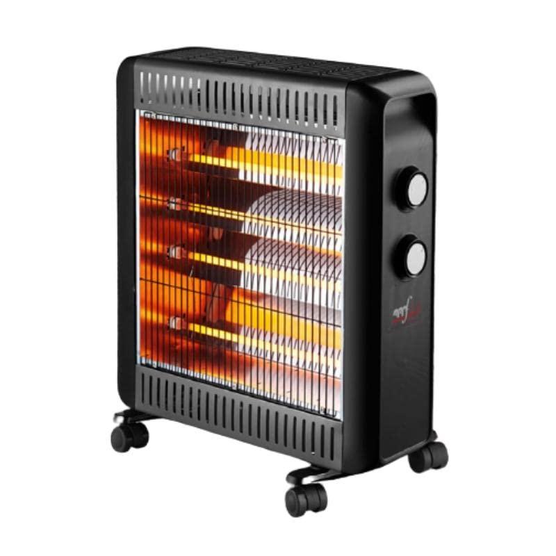 Melchioni Family MAGMA, Stufa Elettrica al Quarzo Portatile con Ruote e Maniglia, Stufa Elettrica da Esterno con Potenza Regolabile 1100W/2200W, Protezione contro il surriscaldamento