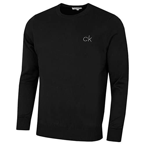 Calvin Klein Maglione da golf morbido durevole da uomo 2022 rotondo, Nero , M