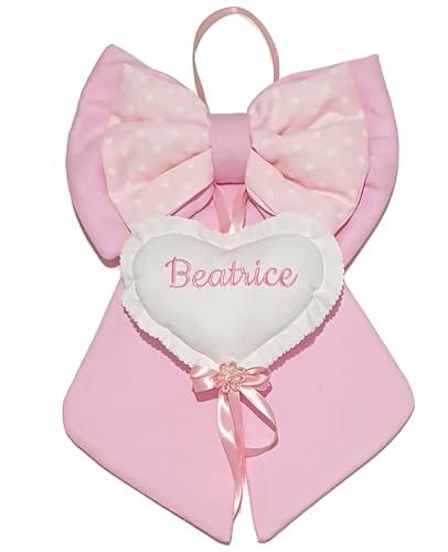 ZAIRISE - Fiocco Nascita Bimbo/Bimba con nome personalizzato sul cuore, rosa e azzurro.