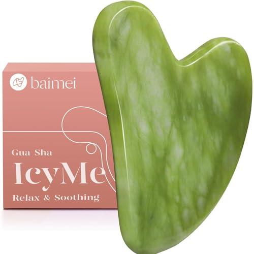 BAIMEI Jade Roller & Gua Sha, rullo per il viso,Rosa e verde