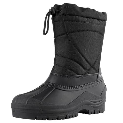 Knixmax Stivali da Neve Uomo Fodera Calda Scarpe Invernali Antiscivolo Impermeabili Trekking Outdoor Doposci Scarpe da Neve Nero EU 45