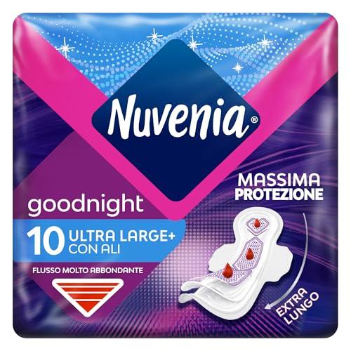 Nuvenia - Assorbente Ultra Notte con Ali - Superficie Traspirante e Assorbenza Rapida - Confezione da 10 Assorbenti