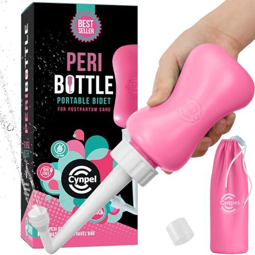 Cynpel Bidet Portatile Post Parto - Bidet da Viaggio Pieghevole - Peri Bottle Post Partum - Pompetta Sollievo Emorroidi - Design Ergonomico Facile da Usare - Antigoccia per il Trasporto - Rosa