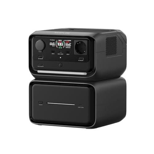 EcoFlow RIVER 3 Max Plus (RIVER 3 Plus & EB600) Centrale elettrica portatile - Batteria LFP 858Wh, uscita 1200W, <10 ms UPS, connessione wireless, generatore solare per campeggio e camper