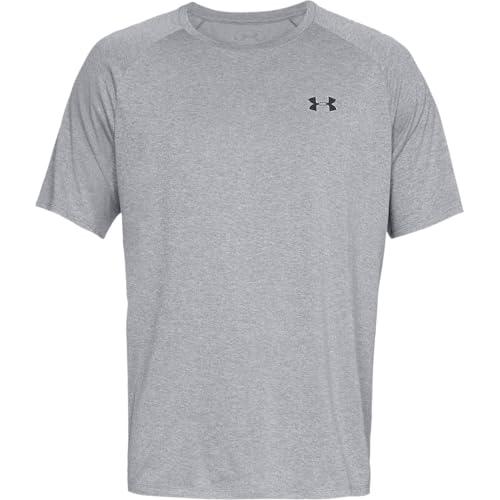 Under Armour UA Tech 2.0 SS Tee, T-Shirt Uomo, Steel Light Heather/Black, L