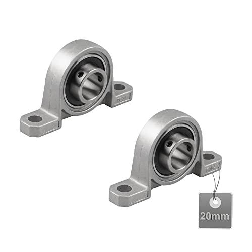 EXLECO 2 Pezzi 20mm Cuscinetti a Sfera con Supporto, Cuscinetti in Lega di Zinco, Cuscinetti a Blocco di Cuscino, Cuscinetto, Cuscinetti Plummer Block, con Solida Base in Ghisa