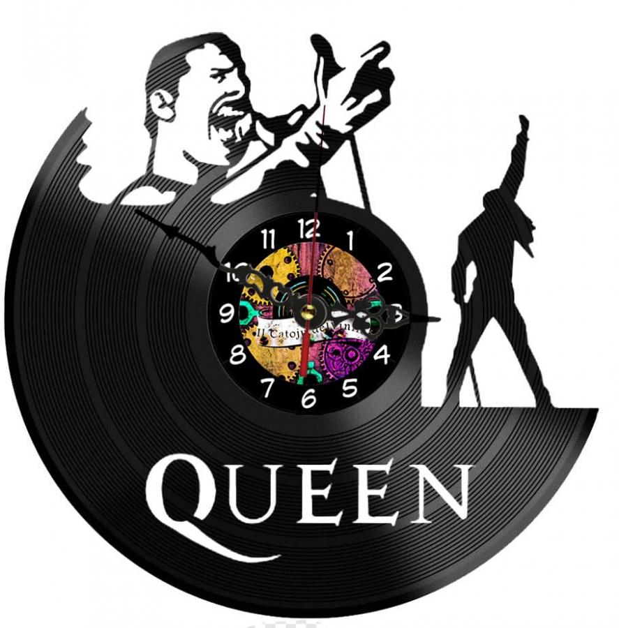 Orologio da Parete in Vinile musica - Design queen (2.0) - Decorazione Murale per Casa, Cameretta o Ufficio - Idea regalo fan musica Rock - Catoju