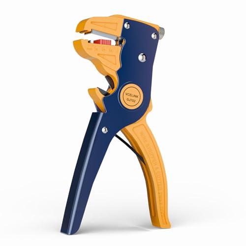 VCELINK Spelafili Elettricista 2 in 1, Pinza Spelafili Automatica, Pinza Spelacavi frontale, Spellafili per 0,2-6,0 mm² con La Taglierina Laterale Possibile Tagliare Cavi di 0,08-8 mm