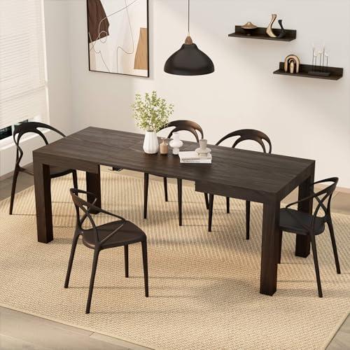 Mobili Fiver, Tavolo Allungabile First, 120(200) x80 cm, Noce Scuro, per 6-8 persone, Tavolo Cucina, Soggiorno, Made in Italy