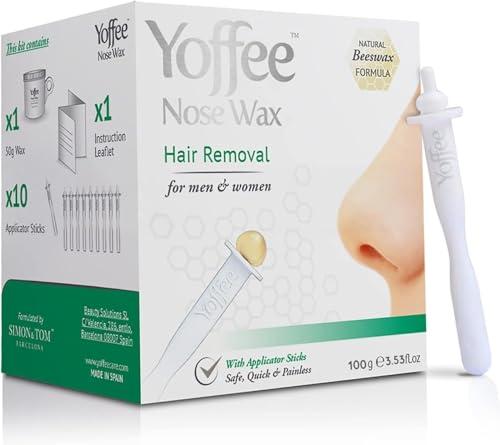 Yoffee Original Nose Wax Kit - Cera d’Api Biologica 100 g Ceretta per Peli del Naso e delle Orecchie -Uomo/Donna- Sicura - Veloce - Indolore -10 Applicatori Riciclabili-Made in Spain