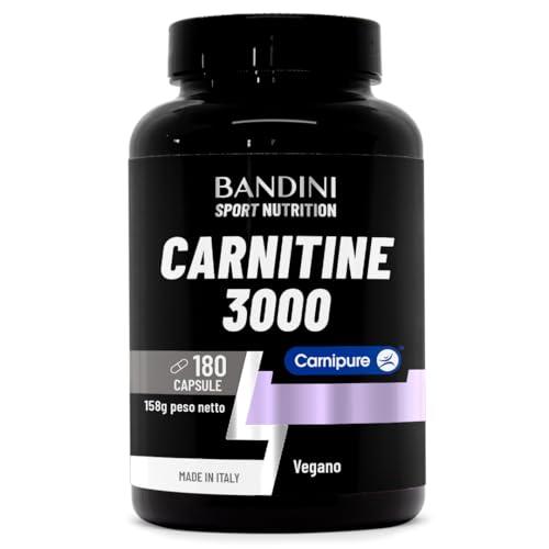 Bandini® L CARNITINA 3000, 180 capsule vegane con Carnipure® ad Alto Dosaggio, Integratore Sportivo con Tartrato di L-Carnitina, Pure Carnitine ad Alto Assorbimento e Biodisponibilità, Senza Additivi