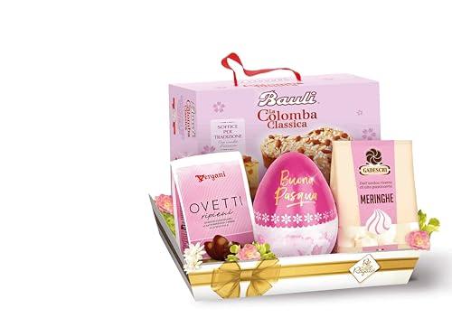 RE REGALO CONFEZIONE REGALO TULIPANO, 5 Pezzi, Colomba Pasquale Bauli, Uova di Pasqua, Ovetti Ripieni, Sacchetto di Meringhe, Idee Regalo Pasqua 2025