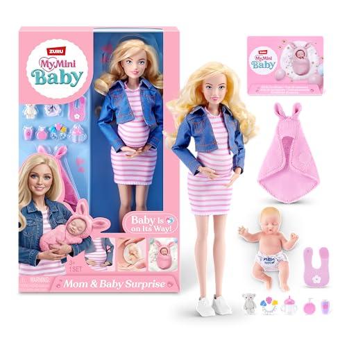 My Mini Mom & Baby Surprise (Brittany) di ZURU – Bambola mamma incinta con neonato, copertina e accessori per bebè, gioco realistico di cura per bambine e collezionisti