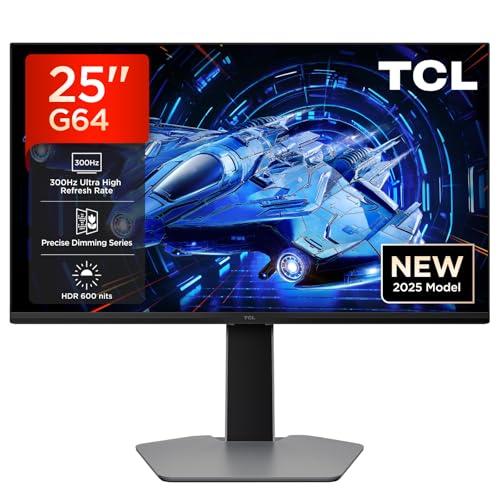 TCL 25G64 Monitor LED mini QD da 25 pollici, risoluzione Full HD, 300 Hz, pannello IPS veloce, HDR 600 nit, tempo di risposta GTG di 1 ms, AMD Freesync Premium, compatibile con G-Sync