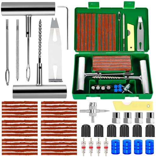 BGIUSQF 58 PCS Kit Riparazione Pneumatici Auto, Robusto Kit Riparazione Pneumatici Moto, Portatile Ripara Gomme Auto, Kit Riparazione Gomme Moto per Auto, Moto, ATV, Trattore, Camper, SUV, Jeep