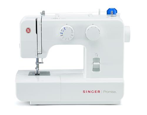 Singer Promise 1409, Macchina da Cucire Portatile con 15 Punti, Macchina da Cucire Singer con Occhiellatore 4 Tempi, Ampiezza Zig-Zag Regolabile, Leva Retromarcia, Doppio Ago per Quilting e Pelle