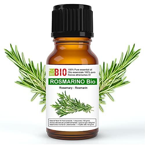 Rosmarino Bio Olio essenziale 100% Puro 10 ml - Uso interno Terapeutico Alimentare Diffusori Aromaterapia Cosmetica Cucina - Laborbio