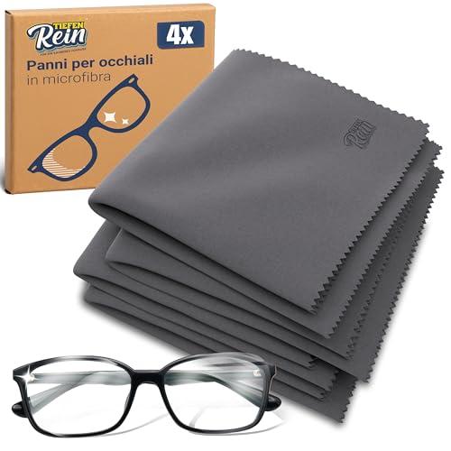 Panno Occhiali in Microfibra 4 Pezzi – Panno Pulizia Occhiali da Vista 20×20 cm Extra Morbido, Microfibra Panni Pulizia per Lenti, Schermi e Visione Chiara