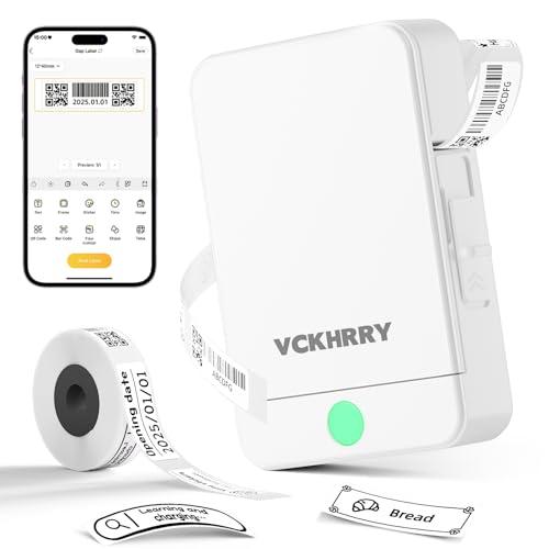 VCKHRRY Mini Etichettatrice Bluetooth Stampante Termica Etichette Adesive Portatile Sticker Maker Ricaricabile Compatibile con i sistemi iOS & Android, Ideale per Casa, Ufficio e Scuola