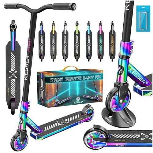 KESSER Stunt, monopattino X-Limit-Pro, sterzo a 360°, con supporto, cuscinetti ABEC 9, ruote in poliuretano da 110 mm, con supporto, monopattino, scooter da città Trick Roller per bambini e adulti