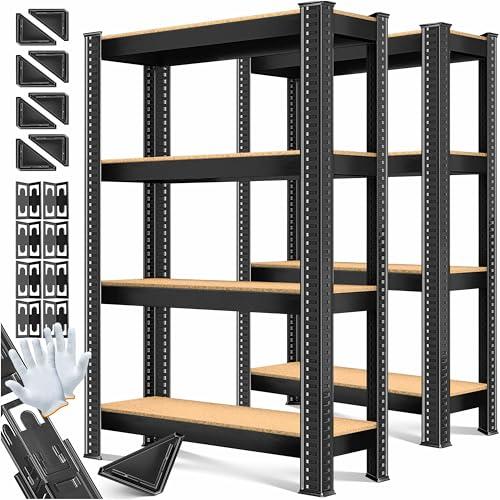 MASKO® Set di 2 Scaffali in Metallo, Scaffalature a 5 Ripiani Regolabili, Senza Viti, Scaffale Salvaspazio per Garage, Magazzino, Portante 875 kg, 160x80x40 cm Argento