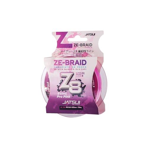 JATSUI Ze-Braid Z8 Eging Pro Pink - Filo Trecciato Colore Rosa 150 mt (0.12 mm x 150 mt)