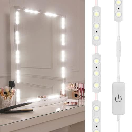Viugreum Luci da Specchio Dimmabili LED, 60 Luci per Make Up, 1200LM Bianco Freddo 6000K Trattamento Anti-Umidita’Kit Luci da Camerino con Dimmer