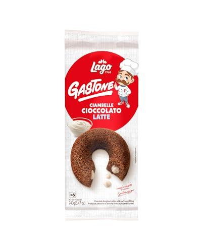 Lago 1968, Le Merende di Gastone, Ciambelle al Cioccolato Ripiene di Panna 6x40 g, Incartate Singolarmente, Merendine Soffici, Senza Olio di Palma