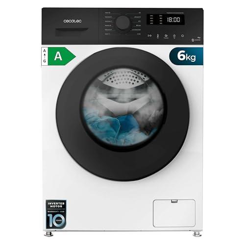 Cecotec Lavatrice Carica Frontale 6 kg Bolero DressCode 6150 Inverter A. 1000 rpm, 12 Programmi, Classe A, Motore Inverter Plus, Steam Max, Drum Clean, Avvio Ritardato, Blocco Bambini, Efficienza A