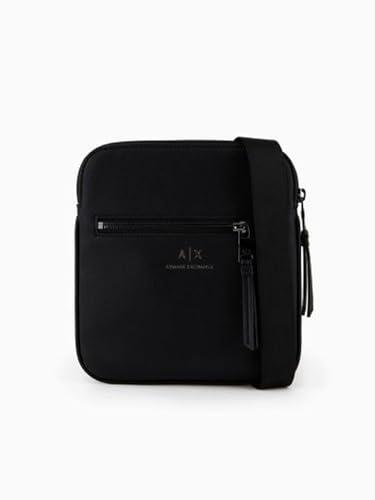 Armani Exchange Flat Shoulder Bag Made of Eco-leather - Tracolla Uomini, Black,