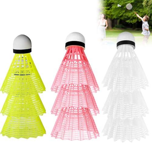 Jimkply - Set di 9 volani in nylon per badminton, palline da badminton, per allenamento interno ed esterno, con base in schiuma, impermeabile
